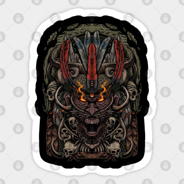 SKULL TRIBE Sticker by AWANG ART STUDIO